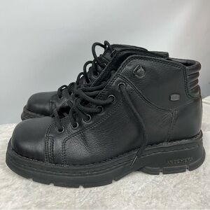 Skechers men’s platform combat boots size 7.5 black leather Y2K 90’s vintage